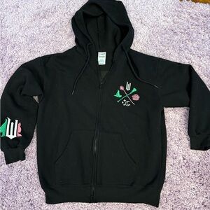 Wicked Black Full Zip Hoodie with embroidered accents